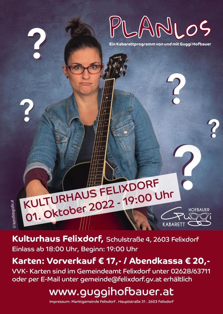 Plakat zur Veranstaltung Kabarett Guggi Hofbauer - "Planlos"