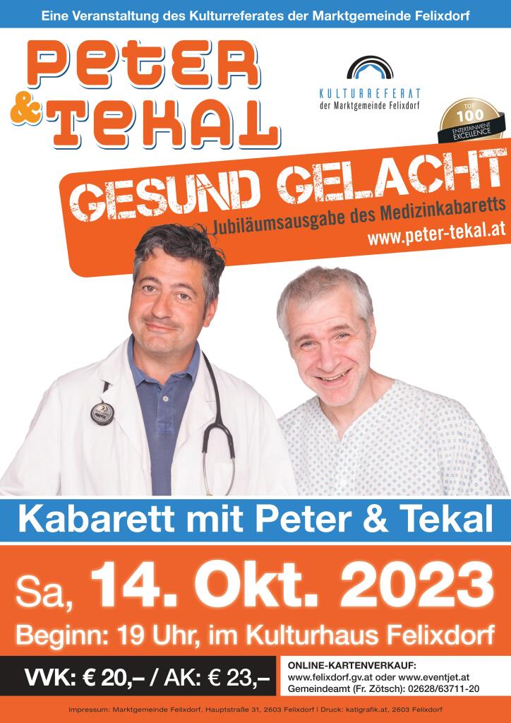 Plakat zur Veranstaltung Kabarett Peter & Tekal am 14.10.2023